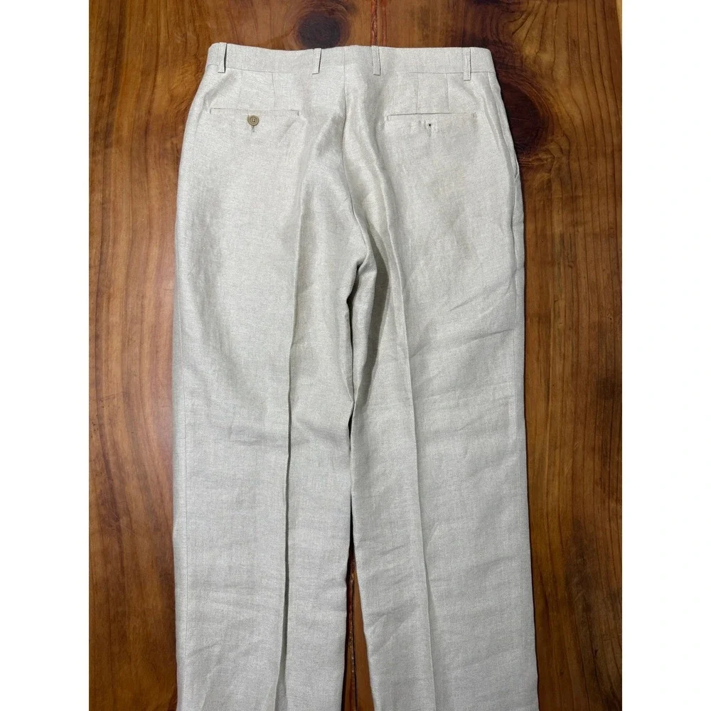 Linea Natural Mens Linen Chino Dress Pants 36 x 32 Flat Front Straight leg TT22
